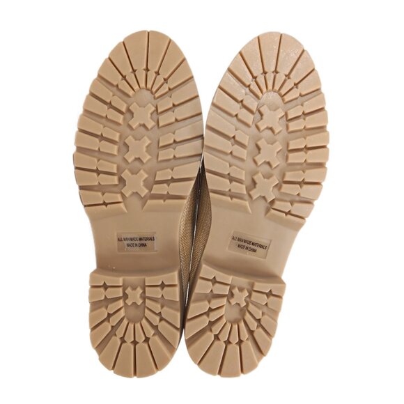 Dolce Vita Gold Chain Loafers Womens 10 Natural Raffia Crayn Lug Sole Chunky New